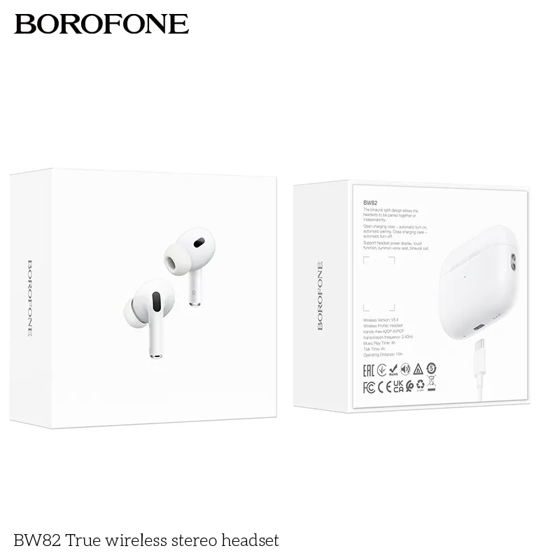 Écouteurs Sans Fil Borofone BW82 – Bluetooth 5.4, Microphone Intégré, Son Stéréo HD