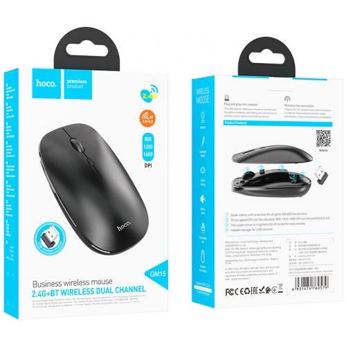 Hoco GM15 Souris sans fil 2.4G,Bluetooth-Double mode, connectivité 2.4G,BT v3.0