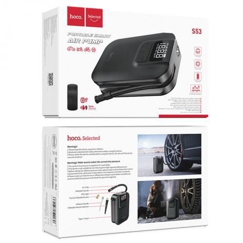 Hoco S53 Pompe à Air Intelligente Portable avec Écran Numérique et Lampe LED