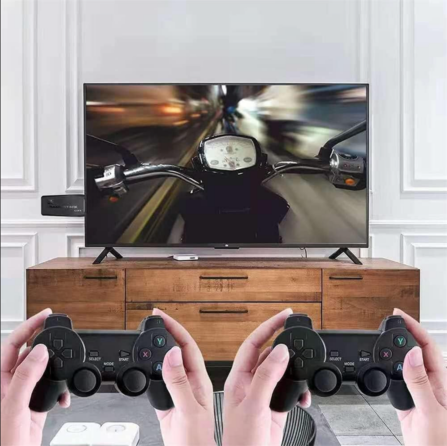 Console de Jeu Sans Fil 2.4G avec Double Manettes – HDMI 4K, Carte Mémoire 64 Go, 10 000 Jeux Intégrés