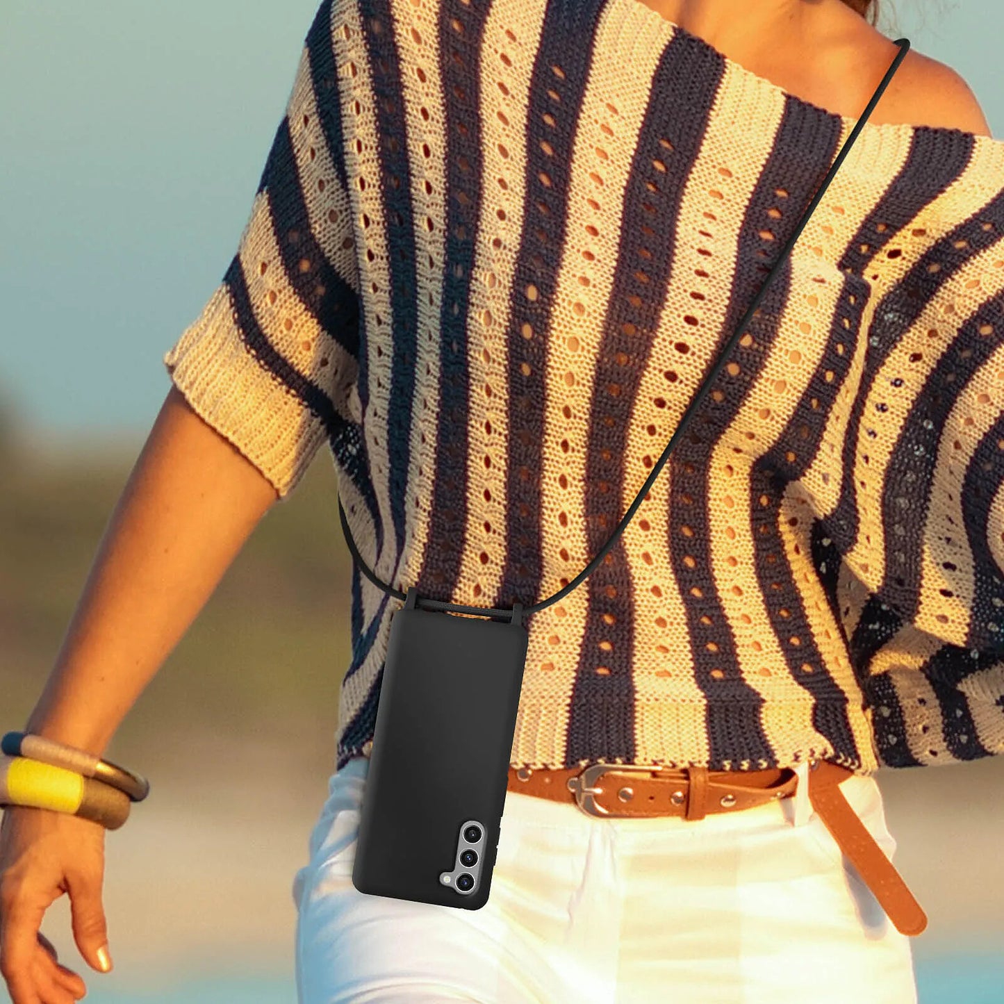 Coque Cordon pour Samsung Galaxy S22 Semi-rigide Lanière Tour du Cou 80cm