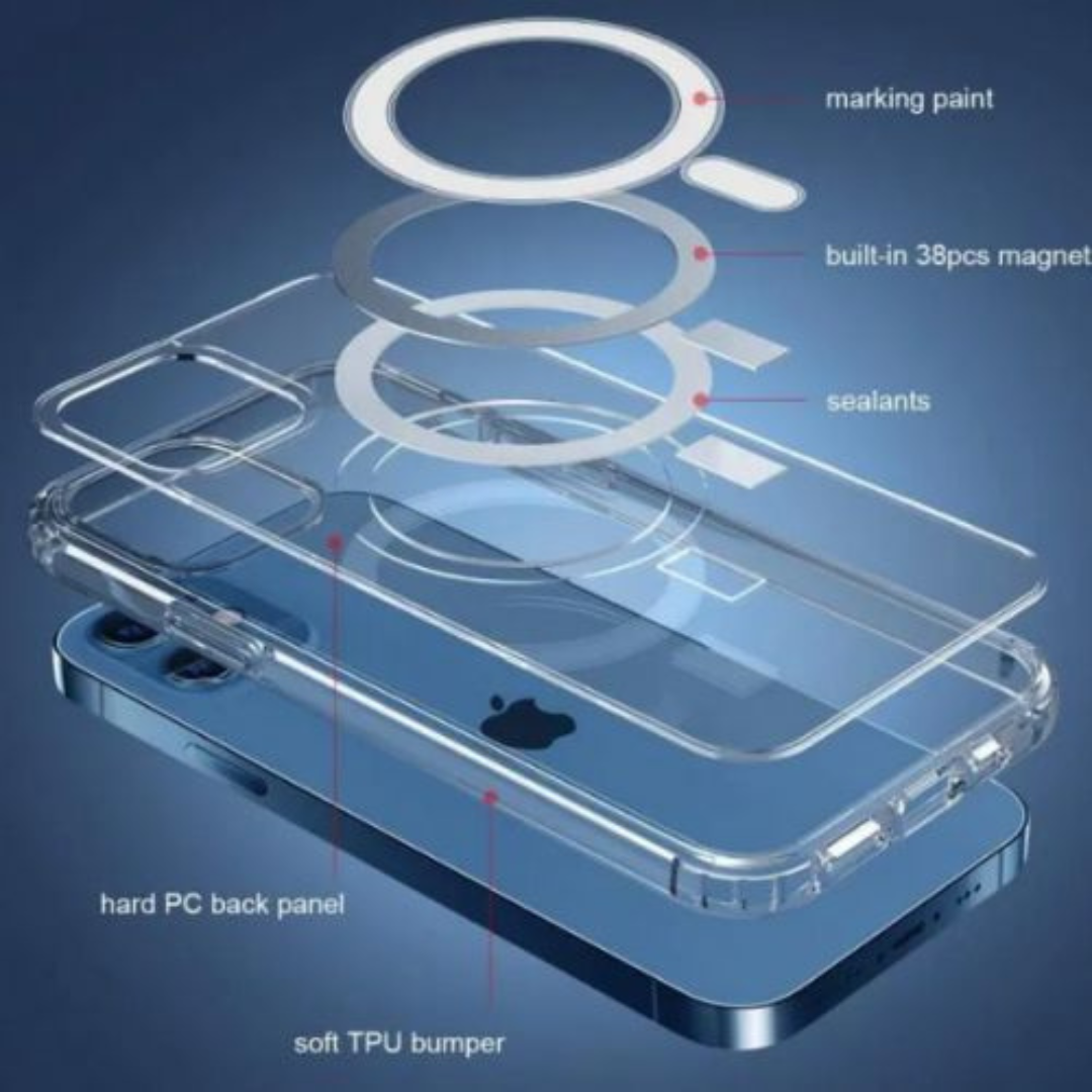 Coque Magsafe pour iPhone 11 Pro/11 Pro Max/11 (Transparent) Clear Crystal Acrylique