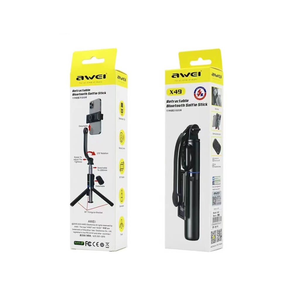 selfie stick trépied avec Bluetooth. Design 2-en-1