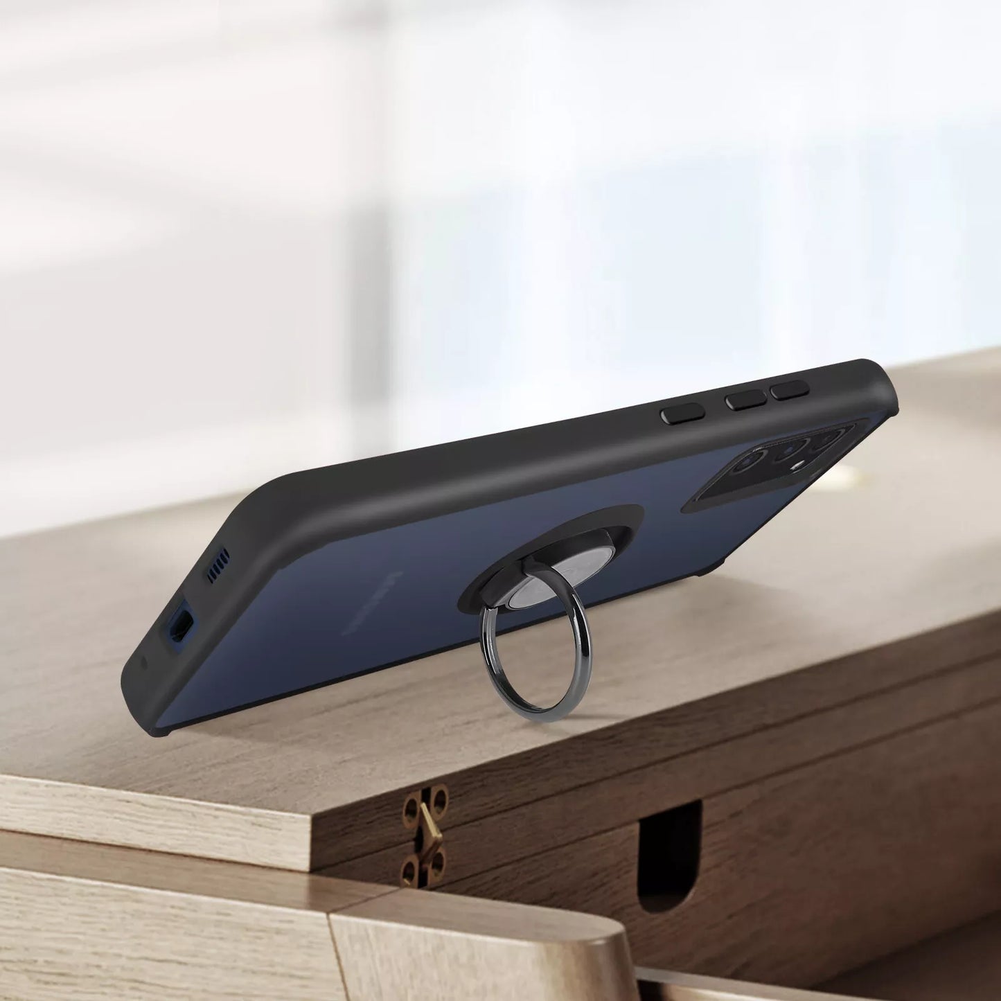 Coque pour Samsung Galaxy S20 FE avec Bague Métallique et Support Vidéo Noir