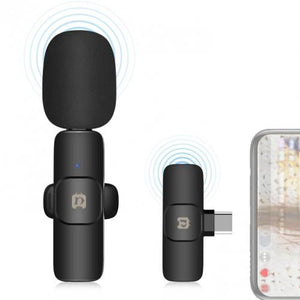 Microphone de Lavalier sans fil pour appareil Type-C / USB-C, prise en charge du chargement du téléphone.