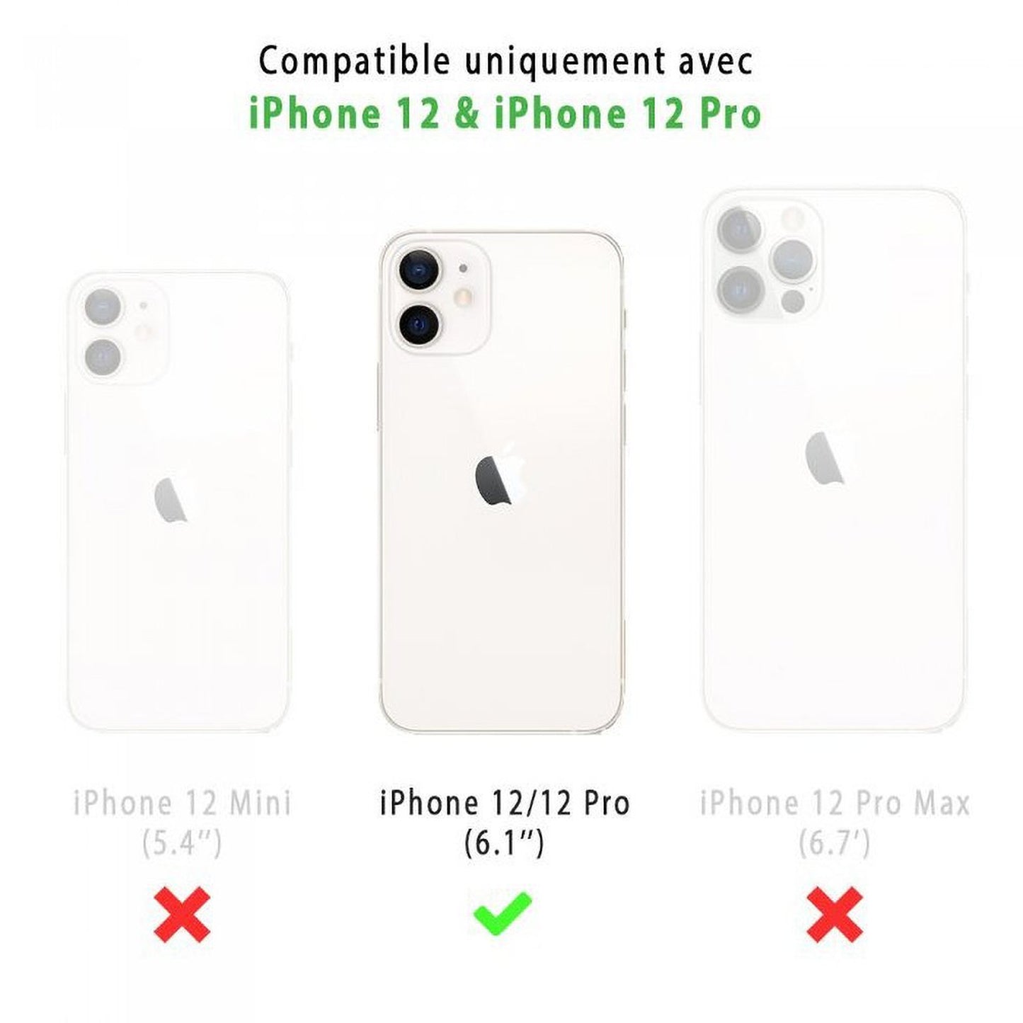 Coque Transparente pour iPhone 12/12 Pro, 360 Degré Complète Antichoc