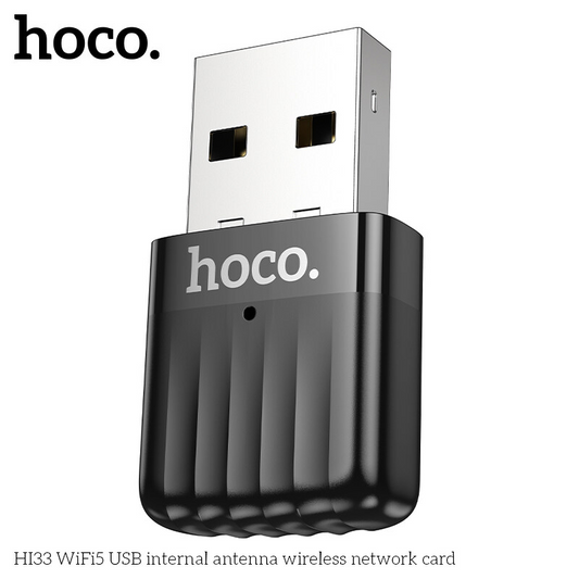 Adaptateur WiFi USB Hoco HI33 – Double Bande 2.4/5 GHz, 650 Mbps, Antenne Intégrée