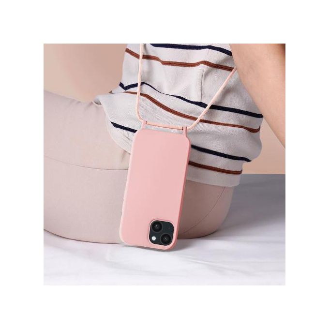 Coque Cordon pour iPhone 14 Semi-rigide Lanière Tour du Cou 80cm
