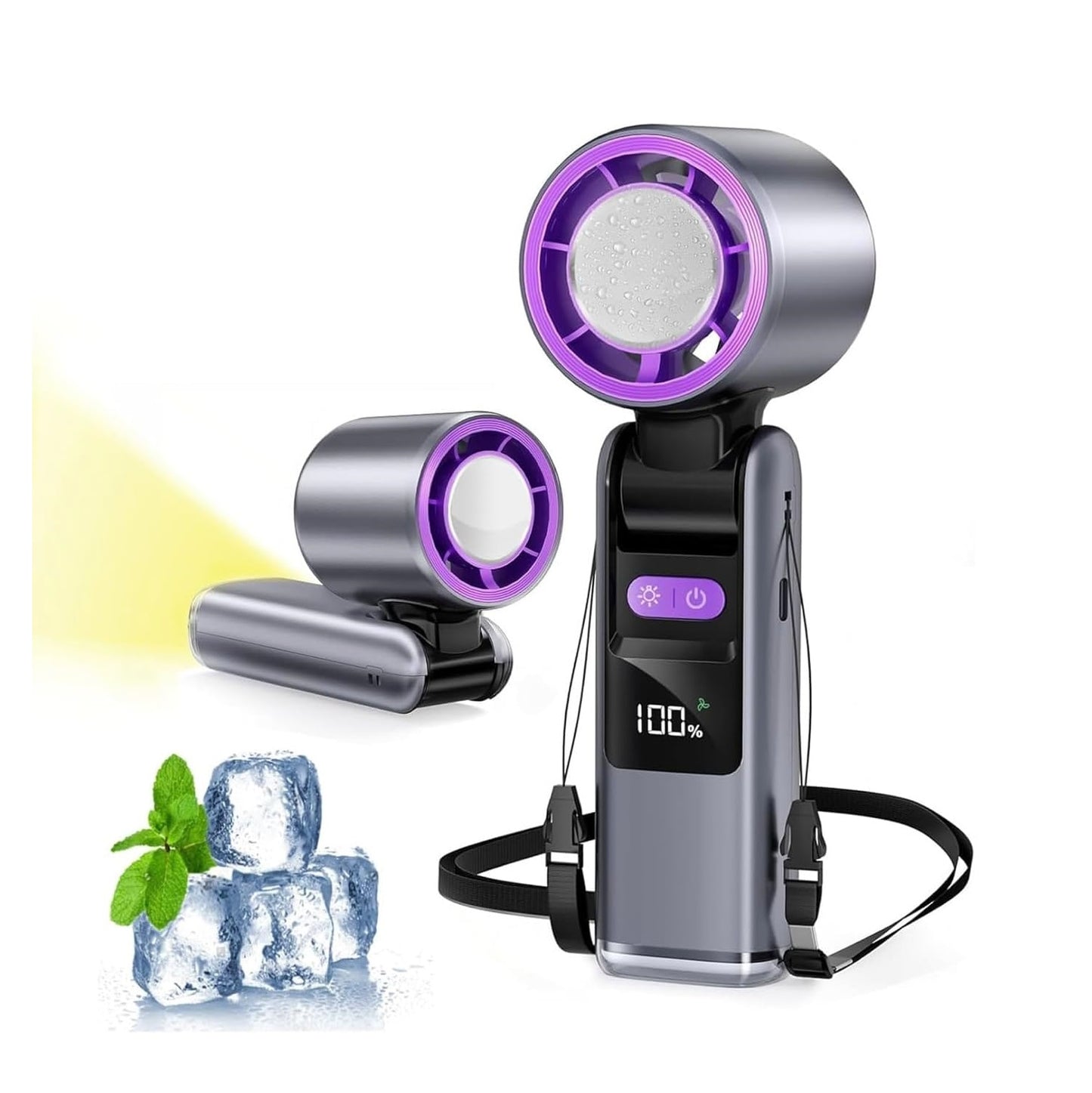 Ventilateur turbo portable rechargeable pour USB-C avec plaque de refroidissement et affichage numérique