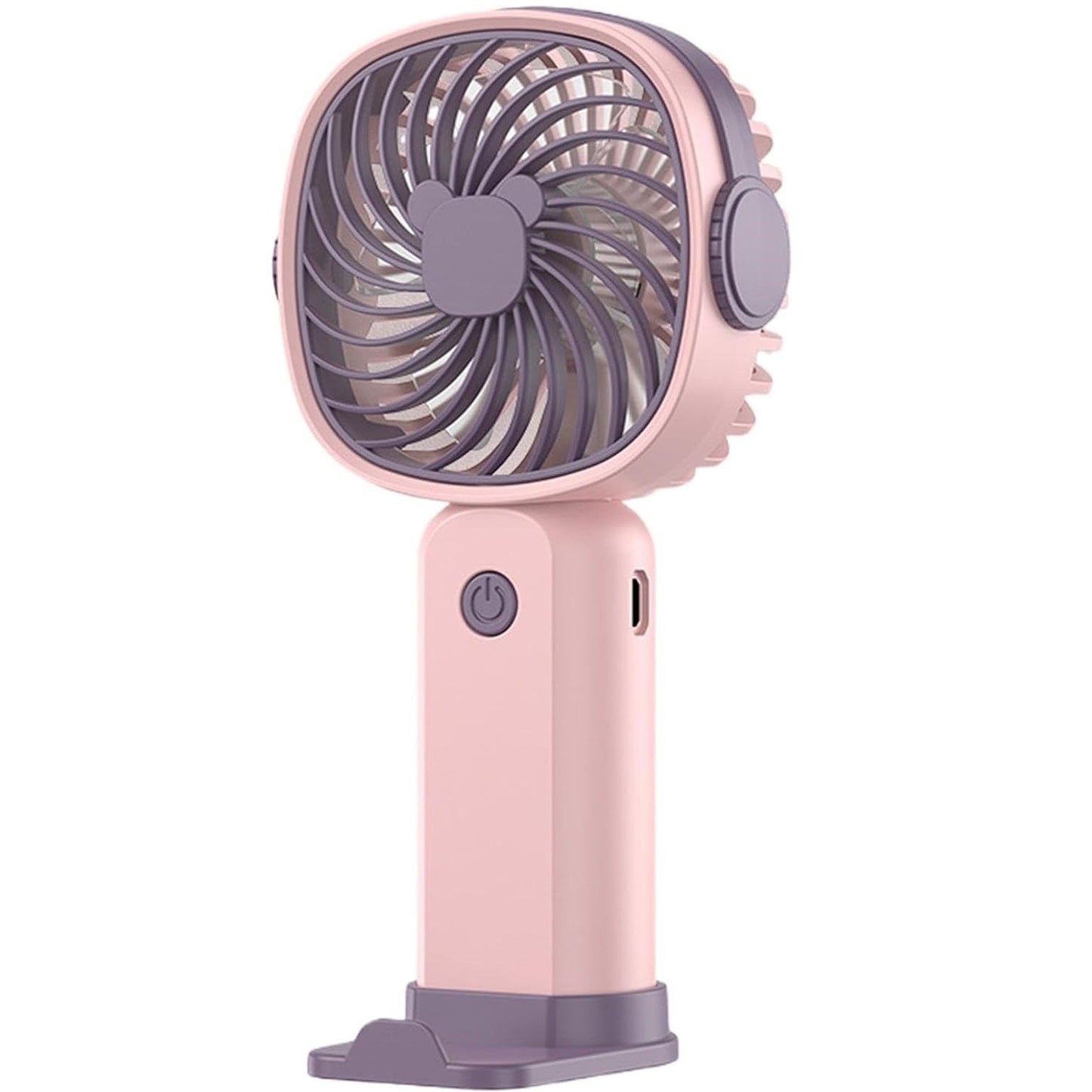 Mini Ventilateur Portable avec Support Téléphone,Rechargeable, 3 Vitesses Réglables Rose