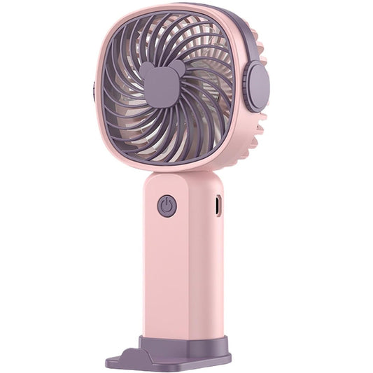 Mini Ventilateur Portable avec Support Téléphone,Rechargeable, 3 Vitesses Réglables Rose