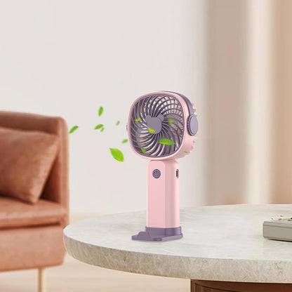 Mini Ventilateur Portable avec Support Téléphone,Rechargeable, 3 Vitesses Réglables Rose