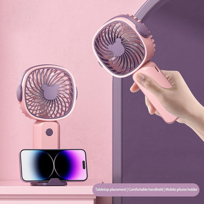 Mini Ventilateur Portable avec Support Téléphone,Rechargeable, 3 Vitesses Réglables Rose
