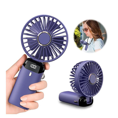 Mini Ventilateur Portable,Rechargeable USB-C 4000mAh, Écran Digital, 5 Vitesses, Pliable 90°