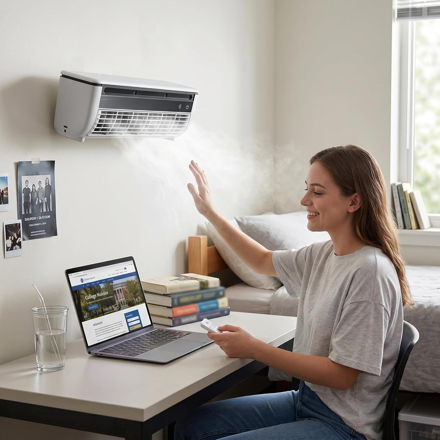 Climatiseur Portable  Utilisation Murale & Bureau,Refroidissement par Eau et Glace, Batterie 6000mAh avec Télécommande