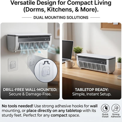 Climatiseur Portable  Utilisation Murale & Bureau,Refroidissement par Eau et Glace, Batterie 6000mAh avec Télécommande