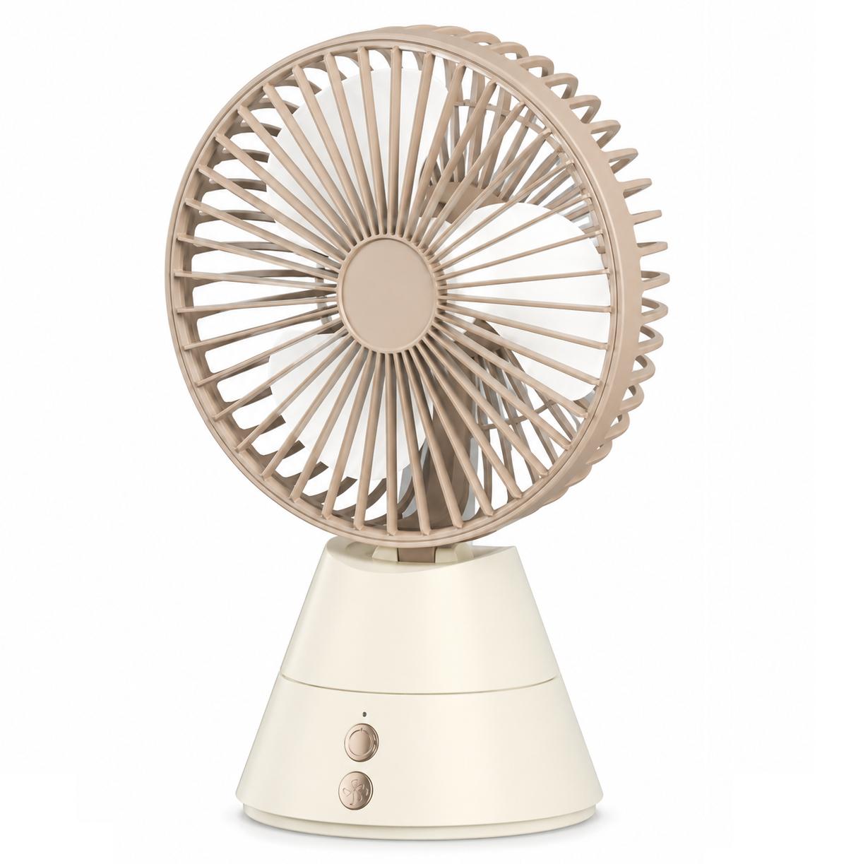 Mini Ventilateur de Bureau Rechargeable avec Veilleuse LED, 3 Vitesses Réglables et Stickers DIY Batterie 1200mAh
