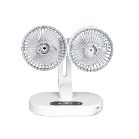 Ventilateur de Bureau Double Tête avec Oscillation et Minuterie Intelligente Circulation d’Air 360°