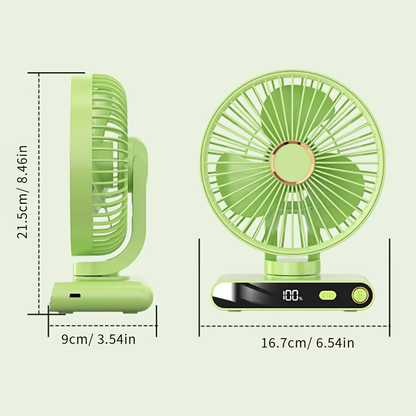 Ventilateur de Bureau Intelligent Auto-Oscillant avec Écran LED Numérique, Veilleuse d’Ambiance et 5 Vitesses de Ventilation Vert