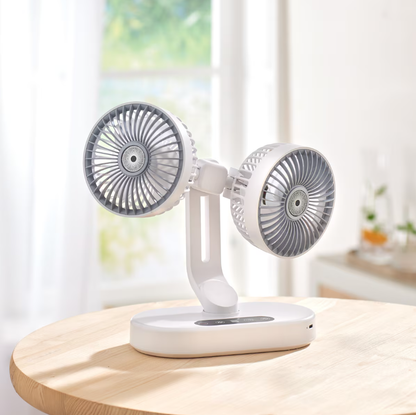 Ventilateur de Bureau Double Tête avec Oscillation et Minuterie Intelligente Circulation d’Air 360°