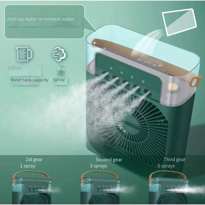 Ventilateur Refroidisseur Portable USB-C avec Brumisation, Eau & Glace  3 Vitesses