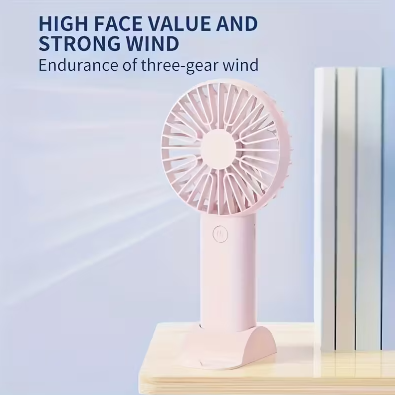 Mini Ventilateur avec Support Téléphone Portable Compact et Portable Rose