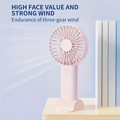Mini Ventilateur avec Support Téléphone Portable Compact et Portable Rose