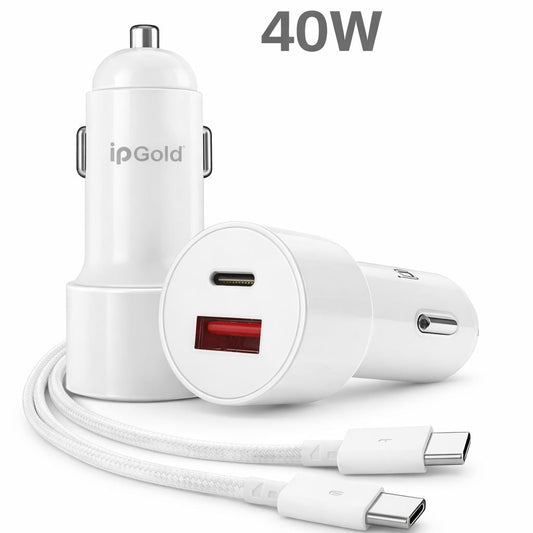 Chargeur Voiture Rapide 40W USB + Type-C avec Câble Type-C–Charge Ultra Rapide