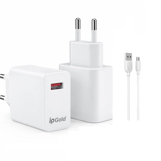 Chargeur Rapide 18W USB avec Câble Micro USB–Technologie Quick Charge 3.0