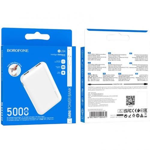 Mini Power bank 5000mAh Dual output USB-A,Dual intput mico, type-c