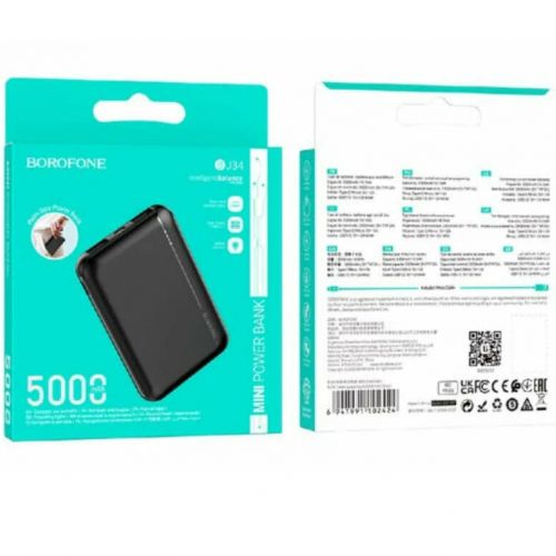 Mini Power bank 5000mAh Dual output USB-A,Dual intput mico, type-c