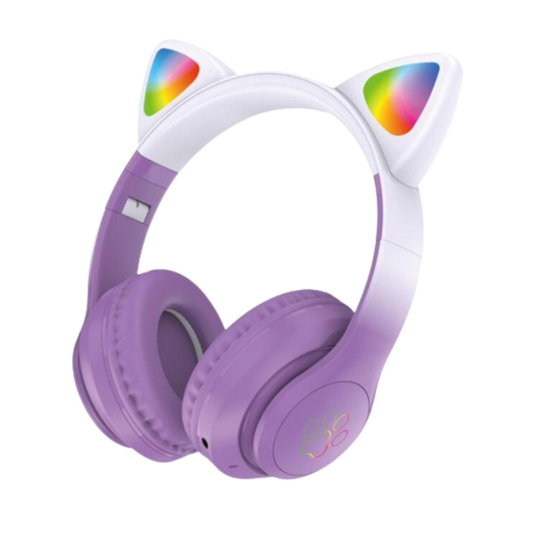 Cat Ear Casque d'écoute sans fil avec micro pour les enfants 12 heures de musique.