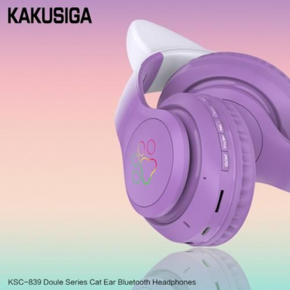 Cat Ear Casque d'écoute sans fil avec micro pour les enfants 12 heures de musique.