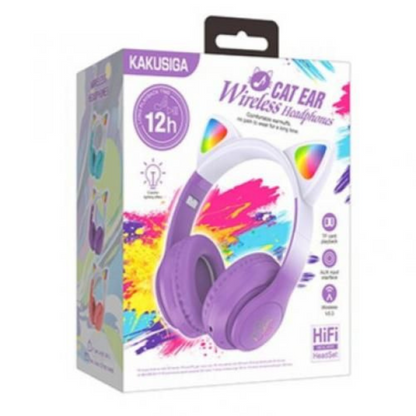 Cat Ear Casque d'écoute sans fil avec micro pour les enfants 12 heures de musique.