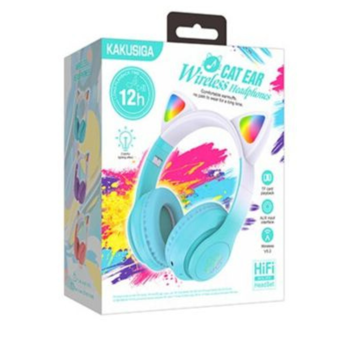 Cat Ear Casque d'écoute sans fil avec micro pour les enfants 12 heures de musique.