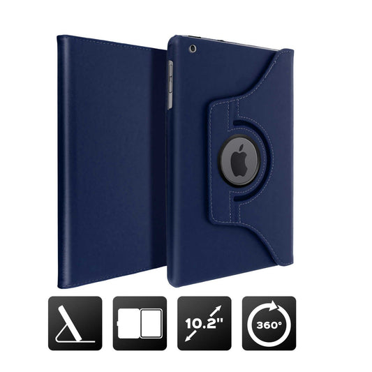 Coque iPad 10.2 en Cuir Rotative 360° Rose avec Support Intégré Protection Antichoc bleu marine