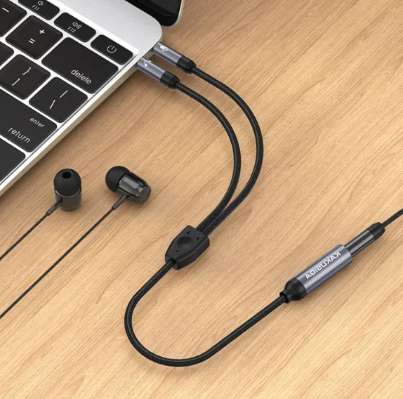 Câble Adaptateur Audio 2 en 1 Jack 3,5 mm vers Casque + Microphone