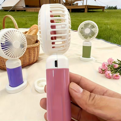 Mini Ventilateur Portable Type-C,Rechargeable, 3 Vitesses Réglables Rose