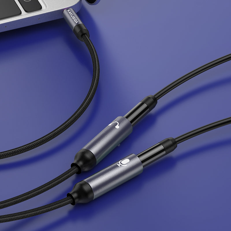 Câble audio Stereo 1 vers 2 avec prise AUX 3,5 mm pour connecter un casque avec microphone,