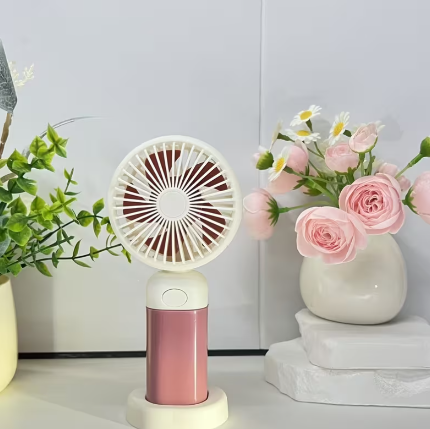 Mini Ventilateur Portable Type-C,Rechargeable, 3 Vitesses Réglables Rose