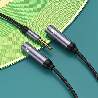 Câble audio Stereo 1 vers 2 avec prise AUX 3,5 mm pour connecter un casque avec microphone,