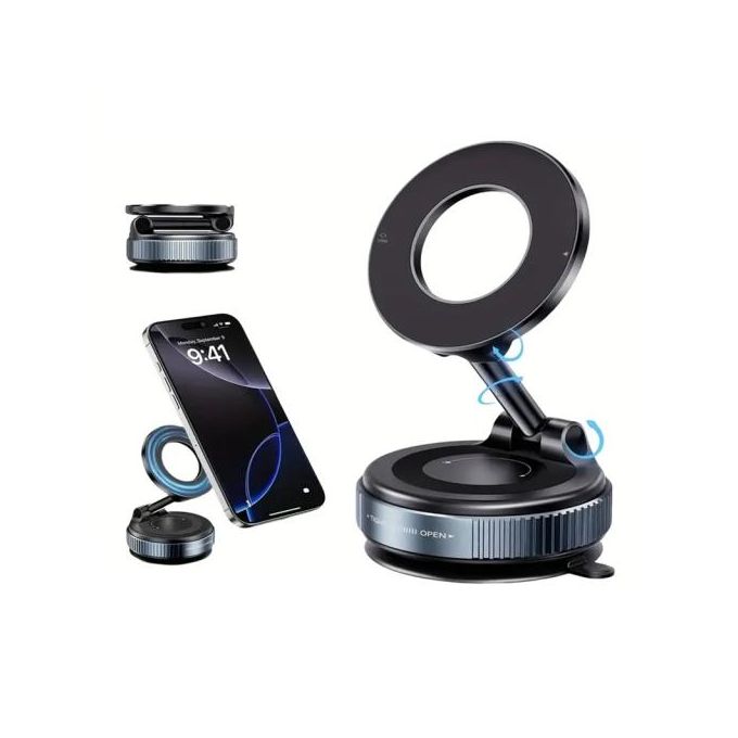 Support Téléphone Magnétique à Ventouse,Rotation 360° et Fixation Ultra Stable pour Voiture et Bureau