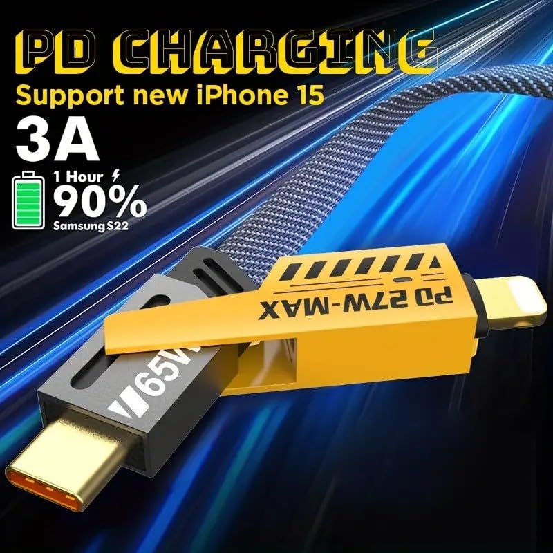 Câble USB-C 4 en1 65 W charge rapide pour iPhone câbles de charge combo de type C/USB A
