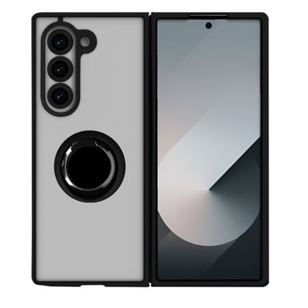 Coque pour Samsung Galaxy Z Fold 6 avec Bague Métallique et Support Vidéo Noir