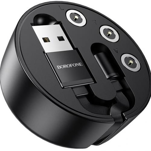 Câble 3-en-1 magnétique, USB - Lightning + MicroUSB + Type-C, 2A, 95 cm, noir