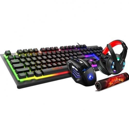 Pack Gaming 4 in 1 Clavier + Souris RGB LED + Casque et Tapis Imice GK-470